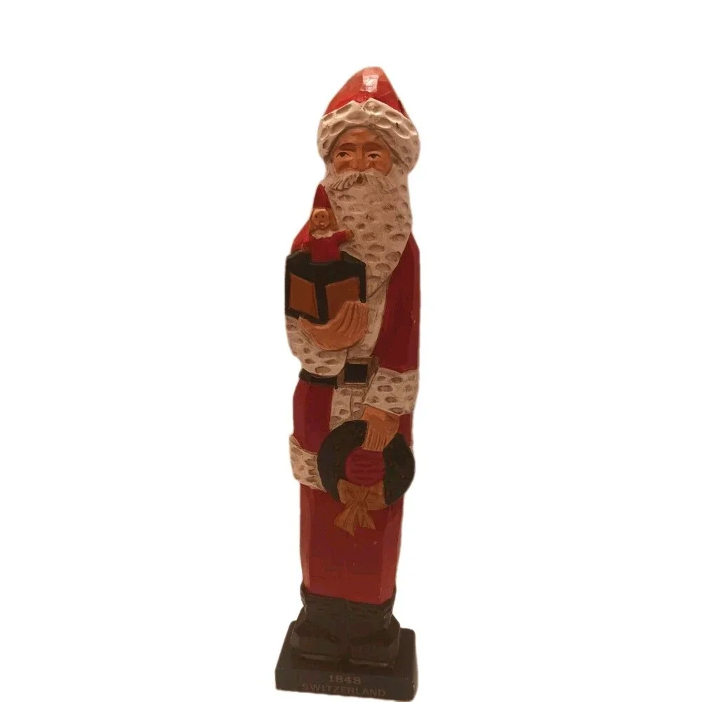 Vtg 1994 Mercuries Old World Santa Figurine 1848 Switzerland Wood Carved